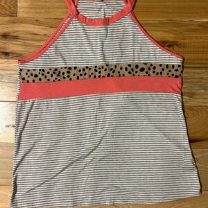 Striped and Leopard Print Women's Top